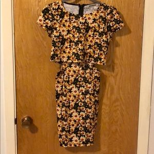 Mystic Sunflower Mini Cropped Cut-Out Dress XS